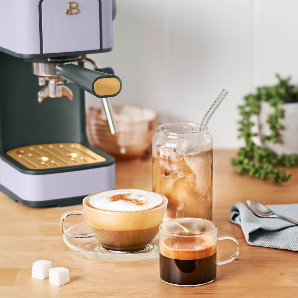 Beautiful by Drew Barrymore Slim Espresso Machine, 20-Bar Pressure, Black Sesame