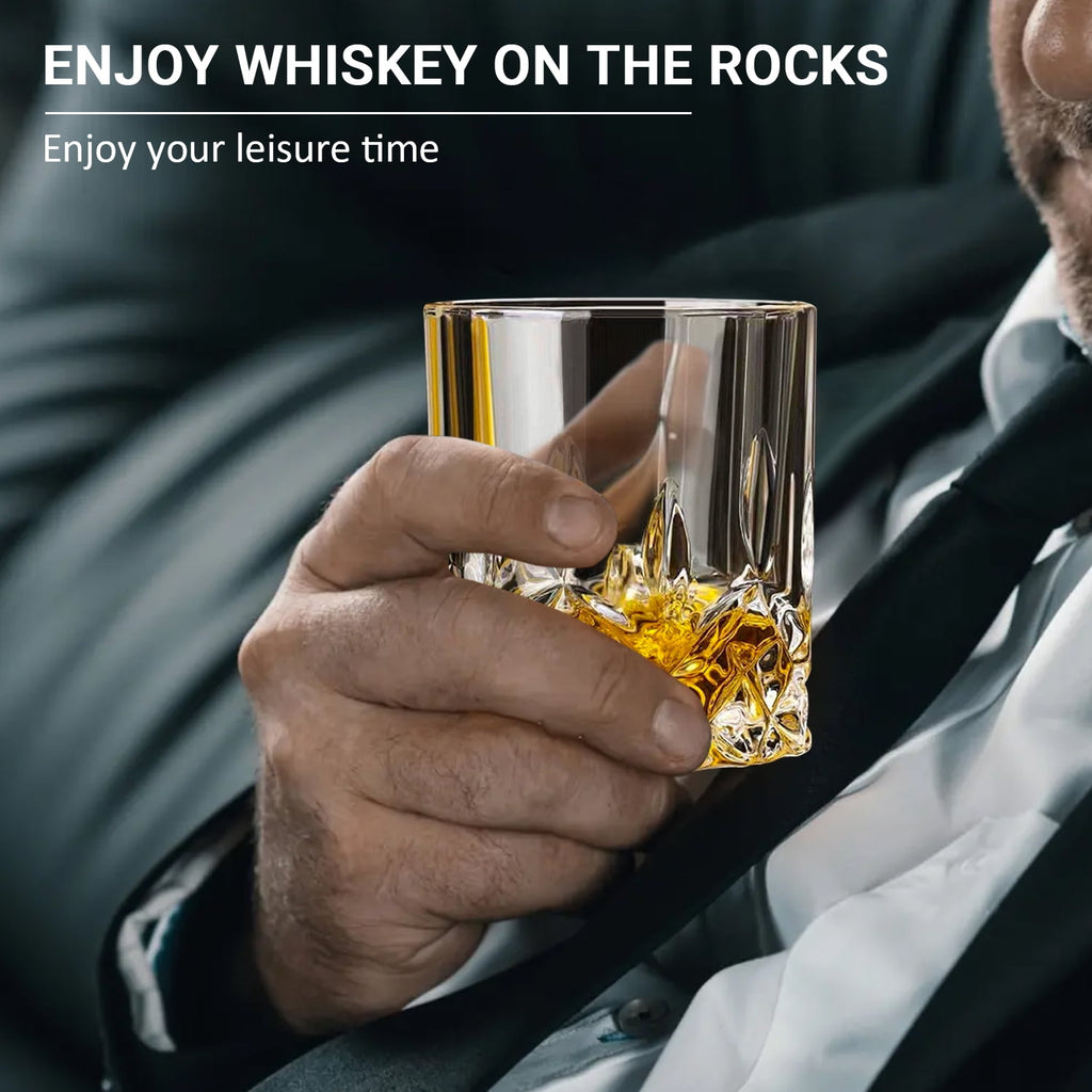 TINANA Crystal Cut Whiskey Glasses 6 pack: 10oz Ultra-Clear Old Fashioned Glass, Premium Lead-Free Crystal Glass Tumbler For Drinking Bourbon, Scotch, Cognac, Cocktails