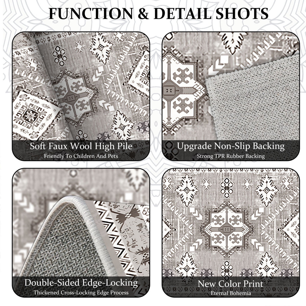 TECHVIDA Kitchen Rug Set 3 Piece,Non Slip Machine Washable Kitchen Mats, Farmhouse Hallway Doormat for Home Floor and Living Room,Gray