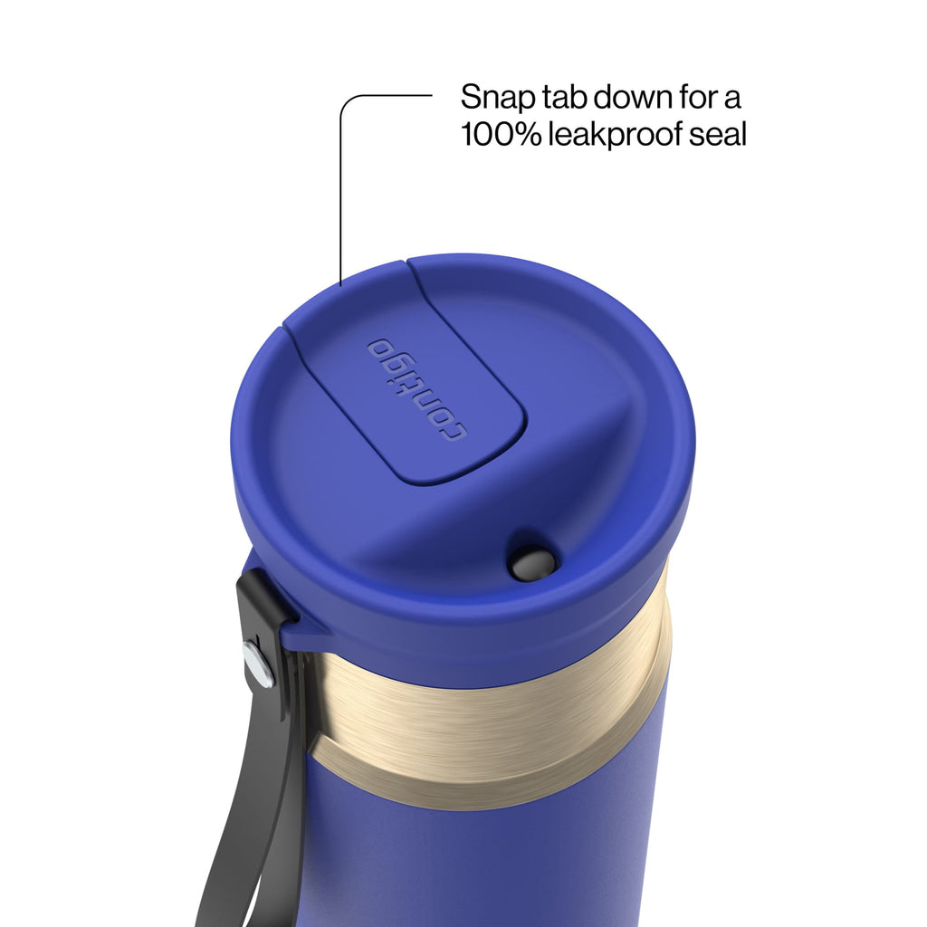 Contigo 16oz SnapSeal Insulated Stainless Steel Water Bottle, Licorice Black/Bronze