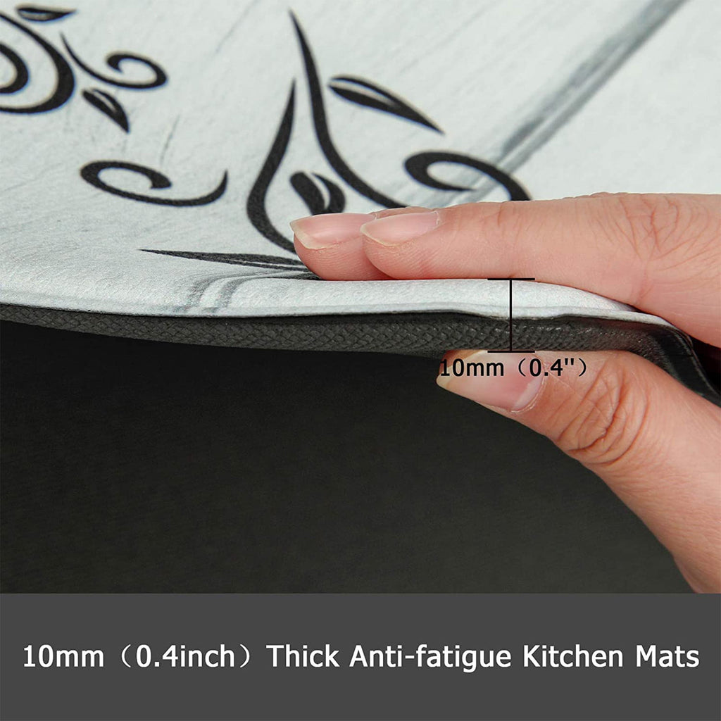 Findosom 2pcs Kitchen Rug Set, 18"x30"+18"x47" Non-slip Anti-Fatigue Kitchen Mats Farmhouse Waterproof Kitchen Runner,Ergonomic Comfort Cushioned Standing Mat for Floor,Home,Office,Sink,Laundry Blue