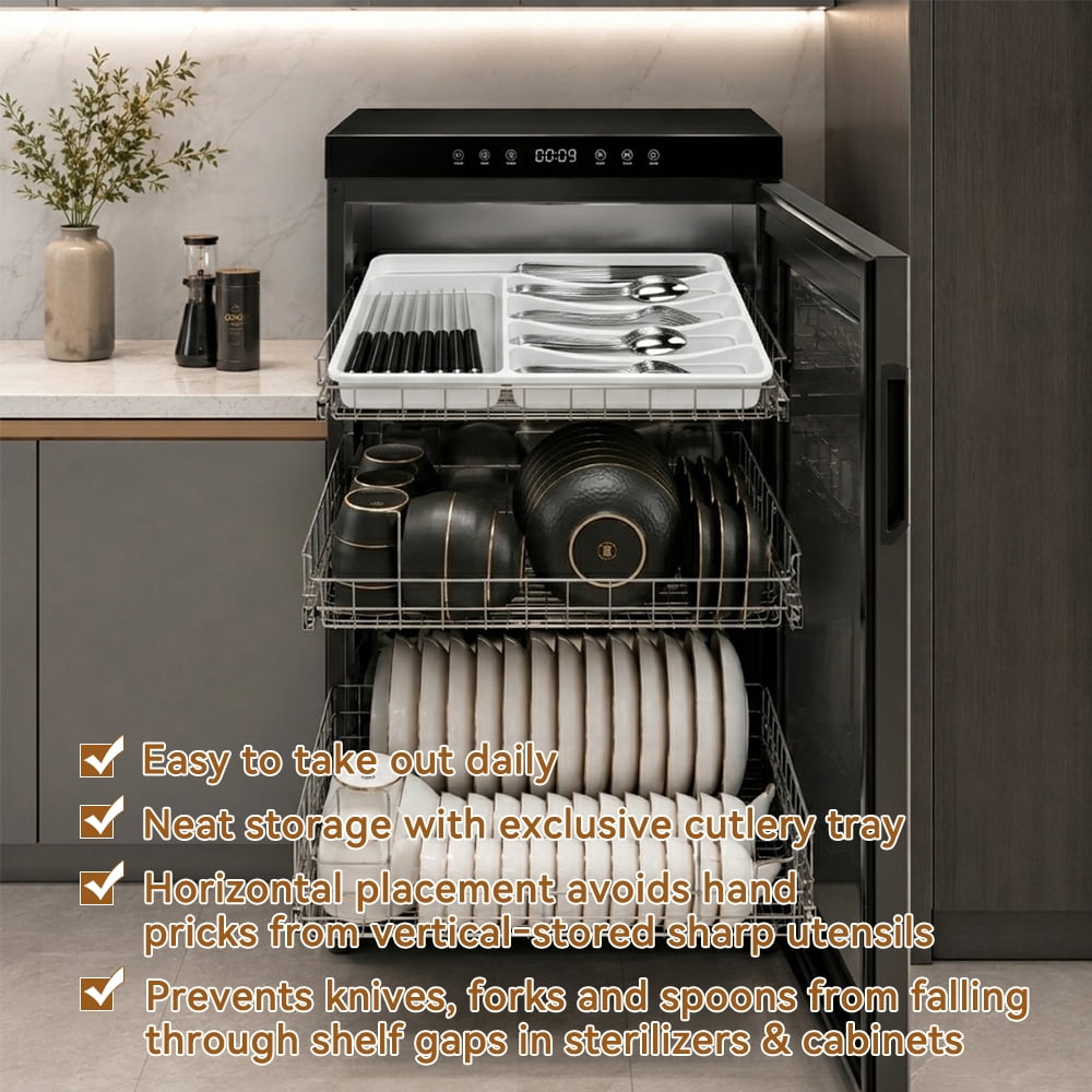 49-Piece Silverware Set with Flatware Drawer Organizer, Durable Stainless Steel Cutlery Set for 8, Mirror Polished Kitchen Utensils Tableware Service with Steak Knives Dinner Fork Knife Spoon & Tray