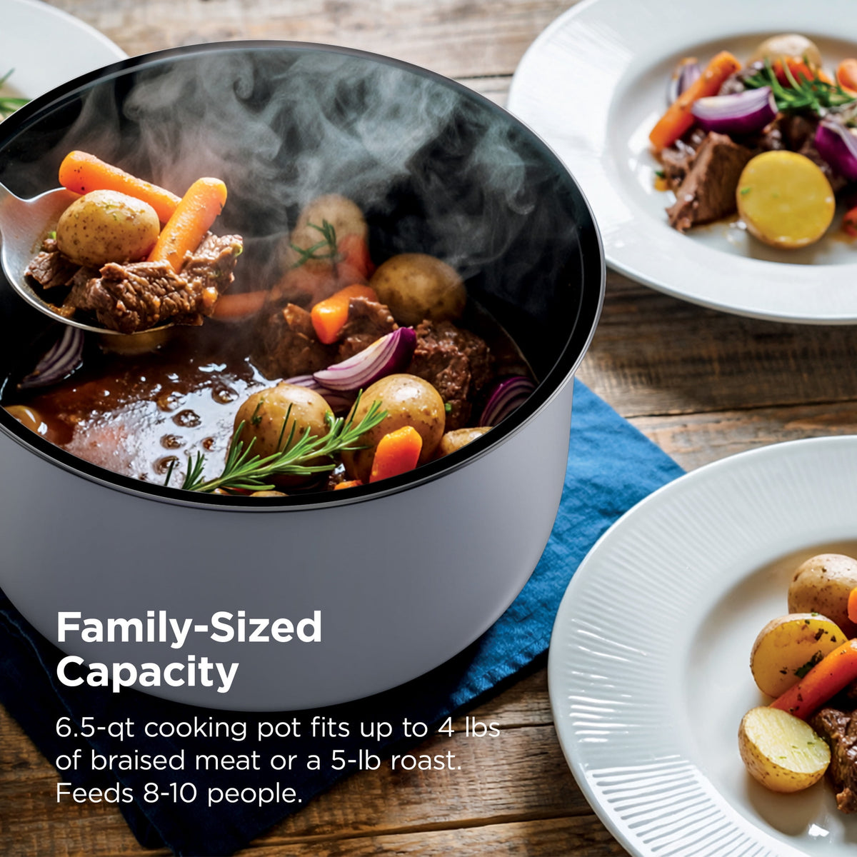 Ninja HyperHeat 8-in-1 Electric Pressure Cooker with SimpliServe Pot — 6.5 Qt, Cooks Up to 2X Faster, 1200W, Feeds 8–10, Sage Leaf