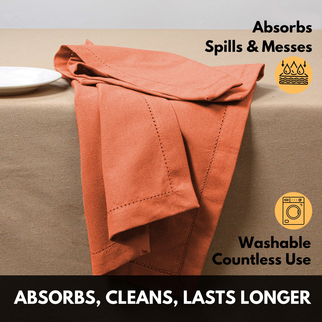 Softopia Cotton Hemstitch Table Fabric Cloth Napkins 18"x18", Set of 12, Lemon Yellow