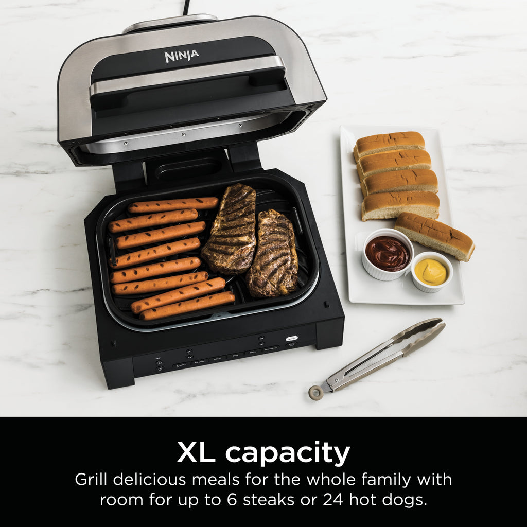 Ninja Foodi Smart XL 6-in-1 Indoor Grill with Air Fry, Roast, Bake, Broil, & Dehydrate, Foodi Smart Thermometer, 2nd Generation, Black/Silver DG551