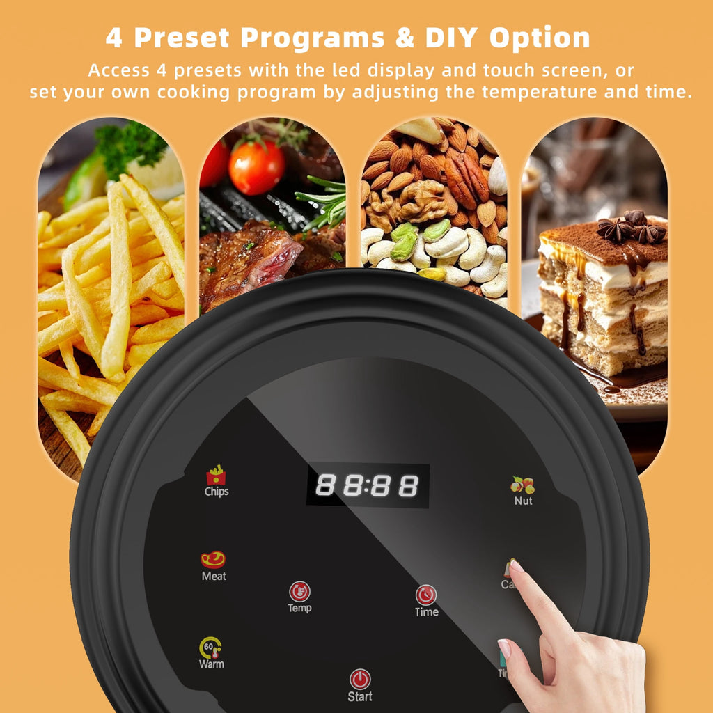 VUSIGN Air Fryer,5 Qt Glass Air Fryer with Max 410°F, LED Digital Touchscreen,Nonstick & Dishwasher Safe Basket,Black
