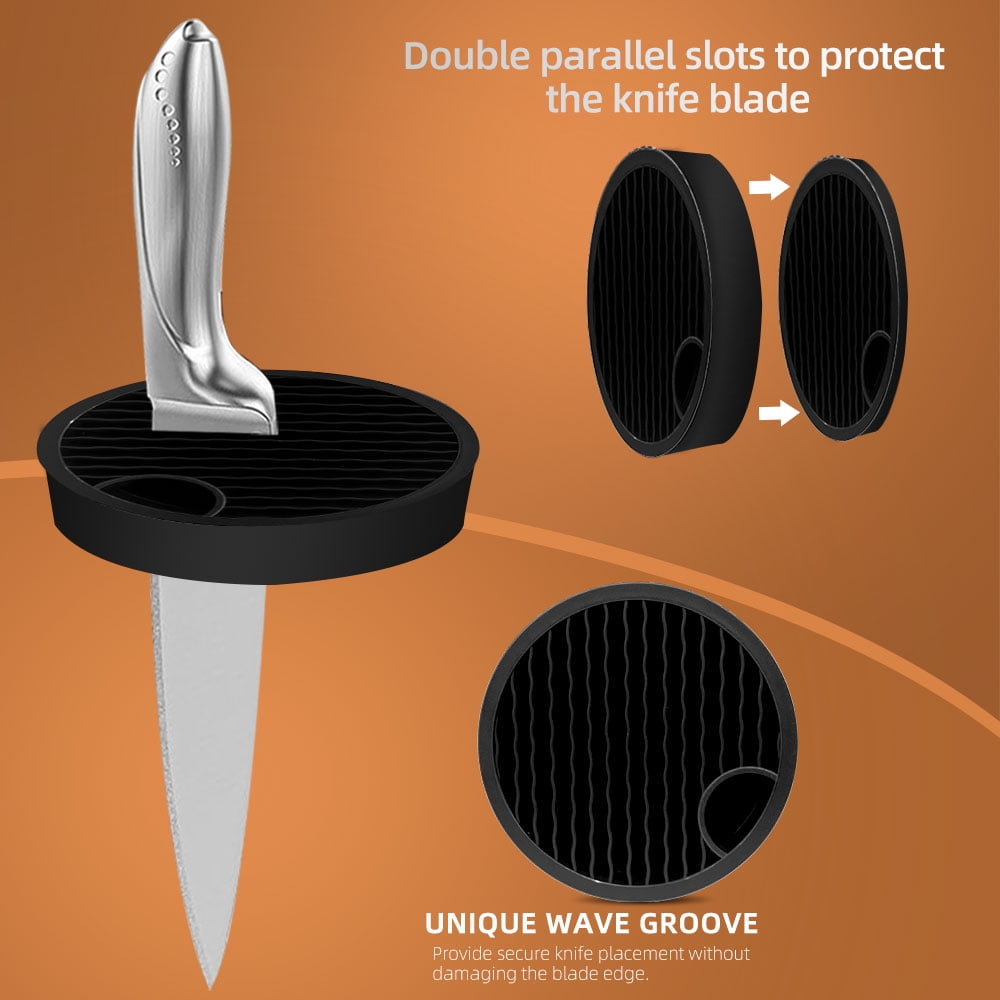 MYVIT Universal Knife Block Holder without Knives Countertop Kitchen Knife Storage with Scissor and Sharpening Rod Slot