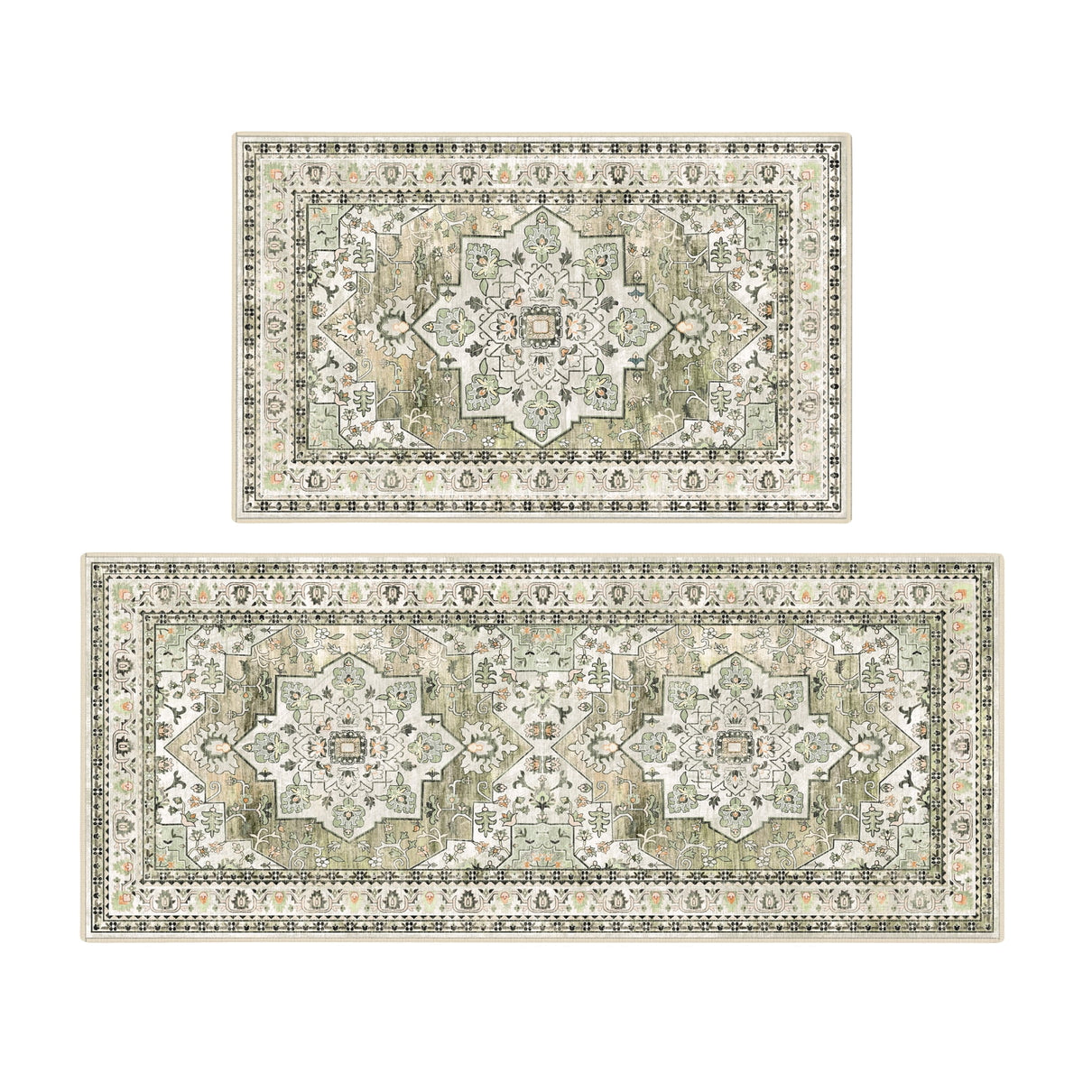 Findosom 3pcs Kitchen Rugs Set,Washable Boho Farmhouse Kitchen Mats for Floor,Non Slip Kitchen Floor Mat Carpet Runner Rugs for Entryway Hallway Laundry Home Decor 20"x32"+20"x32"+20"x47" Gray