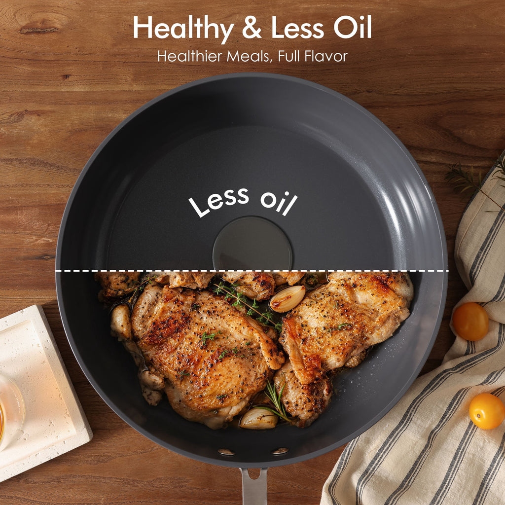 SENSARTE Nonstick Ceramic Frying Pan Skillet, Induction Omelette Pan Egg Pan, Healthy Cookware Chef's Pan with Heat-Resistant Handle, Dishwasher Safe, Gray, 8"