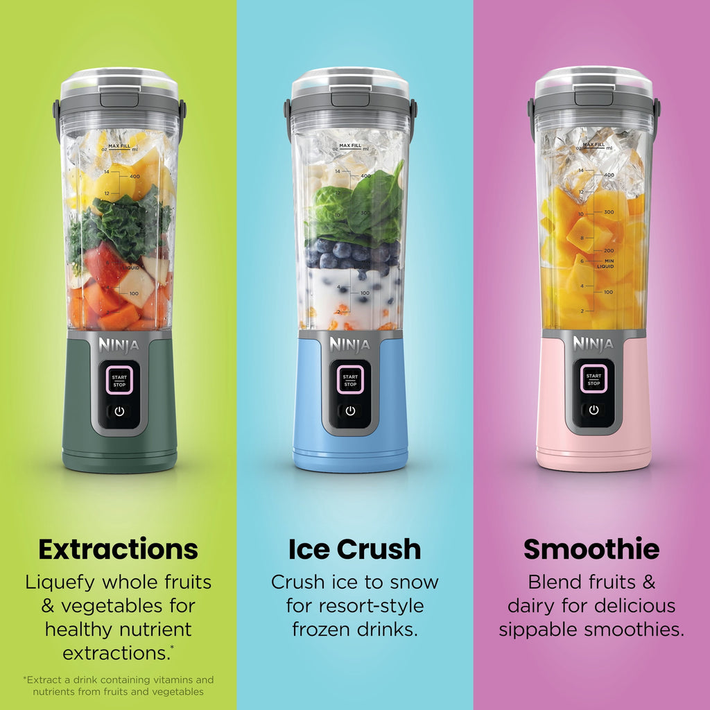 Ninja Blast Portable Personal 18 Oz Blender w/ Leak Proof Lid & Easy Sip Spout, Rechargeable Base, BC150PK Pink
