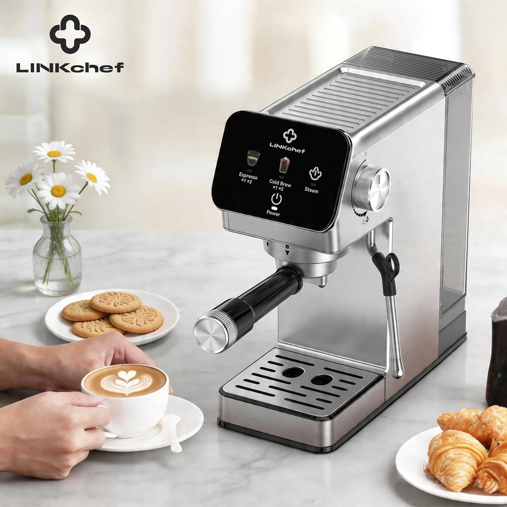 LINKChef 20 Bar Espresso Machine with Cold Brew , Professional Coffee Maker for Latte & Cappuccino, Stainless Steel