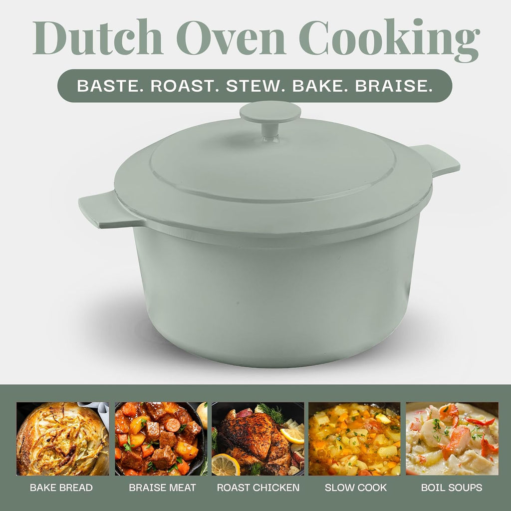 Gotham Steel Ceramic Hammered 5 Qt Lightweight Dutch Oven Pot with Lid & Holders, Oven Safe & Even Heat Retaining Dutch Oven for Bread Baking Sourdough, Soup, 70% Lighter than Cast Iron, Navy