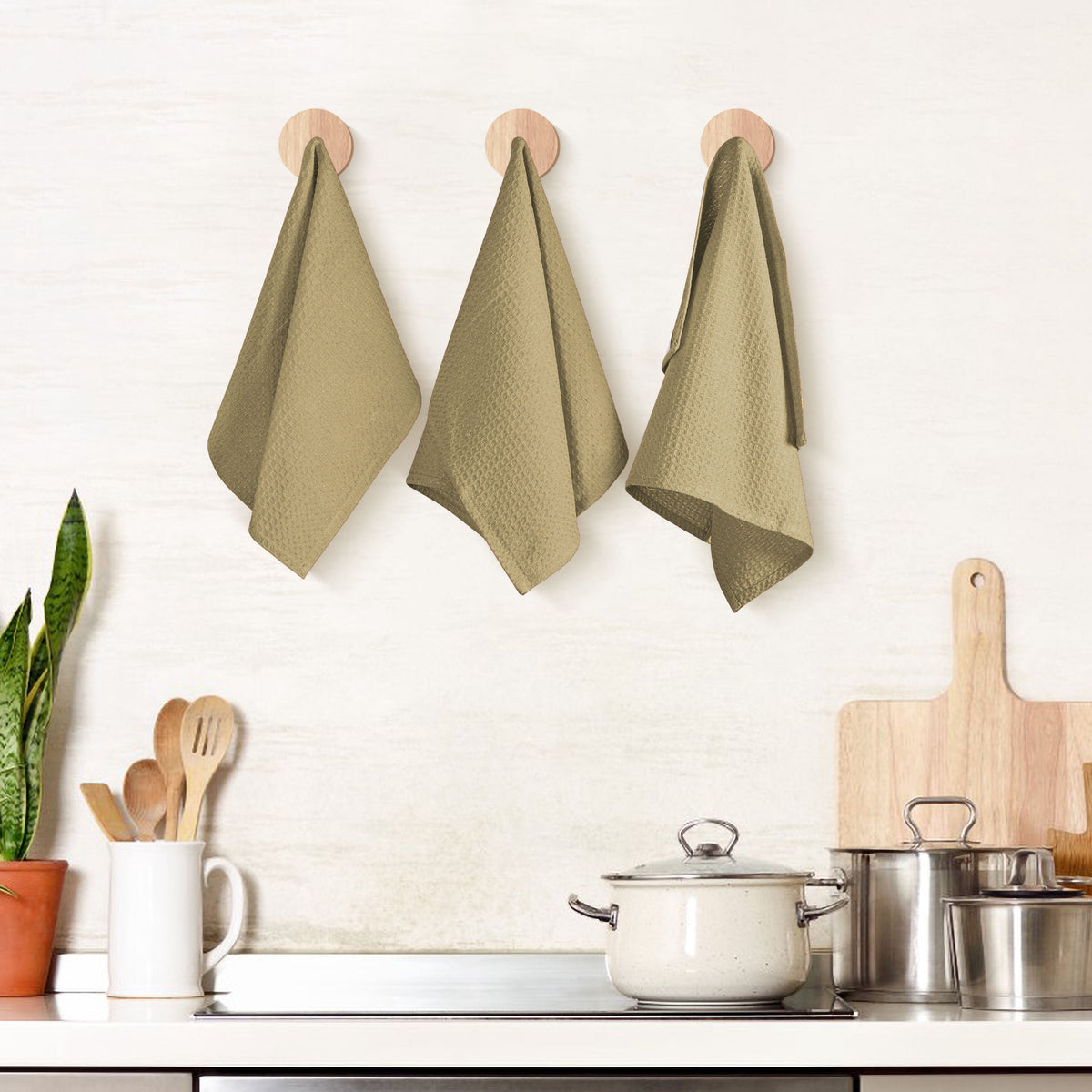 Twiny Threads Waffle Kitchen Towel 16"x26" Set of 4 - Brown