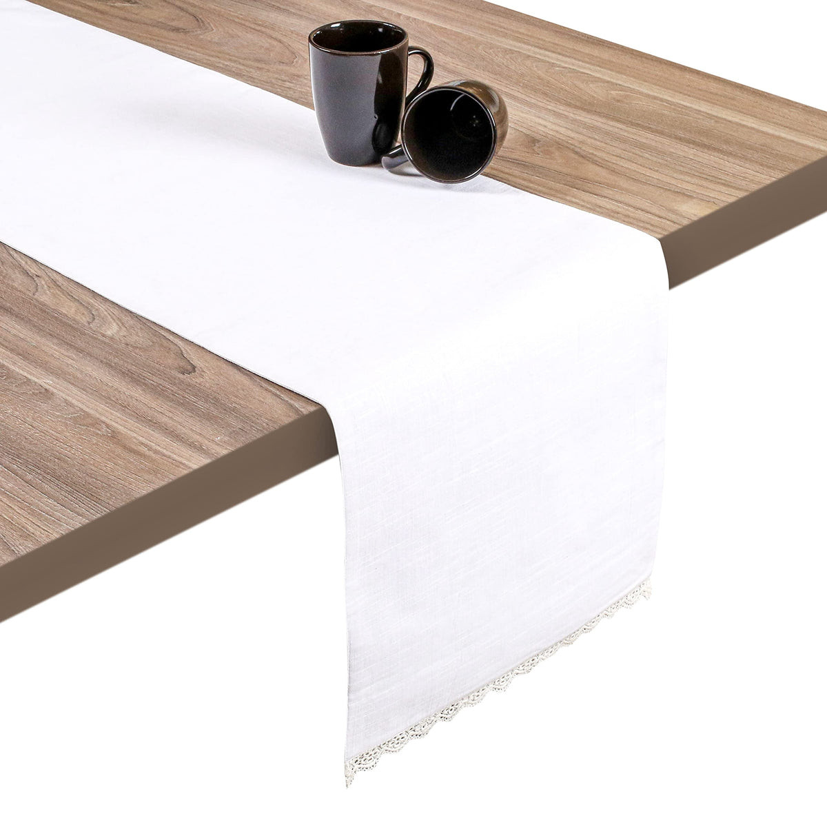 Fingercraft Table Runners, Cotton Dinner Table Centerpiece with Beautiful Premium Lace, Home and Dining Aqua-90