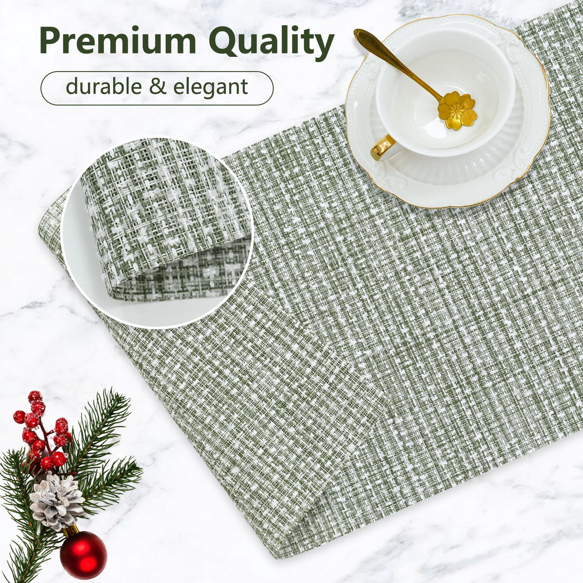 VCVCOO Navy Blue Placemats Set of 4 - Easy Clean Washable PVC Vinyl Placemats - Wipeable Heat Resistant Woven Table Mats for Dining Table - 12x18 inch