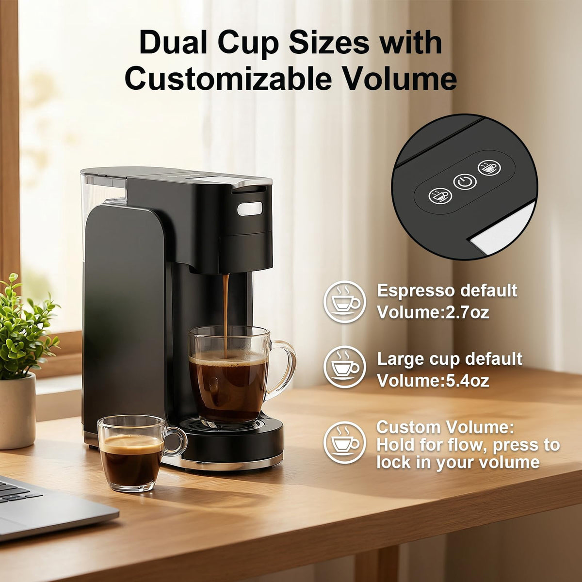 GVODE 4-in-1 Single Serve Coffee Maker, 3-Second Heat-Up, 20 Bar Hot and Iced Espresso Machine, White