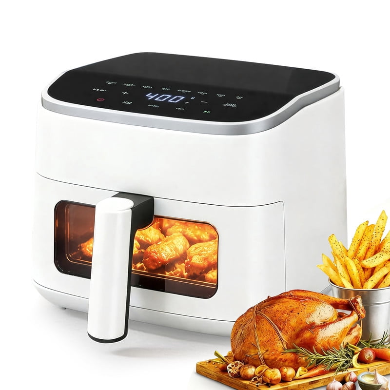Simenmax Air Fryer, 6-Quart with Viewing Window, 12-in-1 Functions - Air Fry, Roast, Reheat, Dehydrate, Bake, Steam, and More, 400°F Max Temperature, Gray