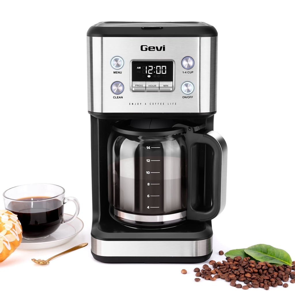 Gevi 14-Cup Programmable Drip Coffee Maker, Stainless Steel Smart Coffee Pot with Touch Control & Automatic Clean, Summer Edition