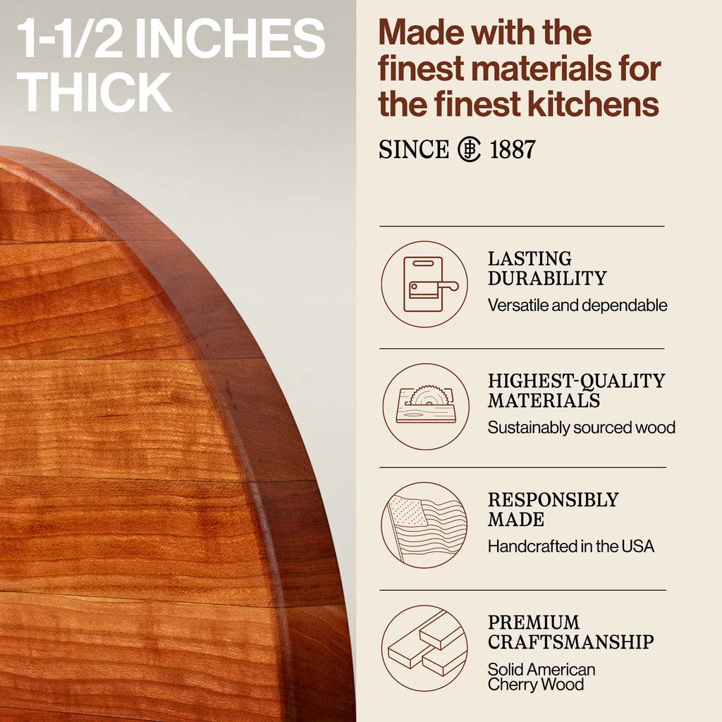 John Boos R-Board Reversible Wood Cutting Board, Cherry, 18 in x 18 in x 1 1/2 in
