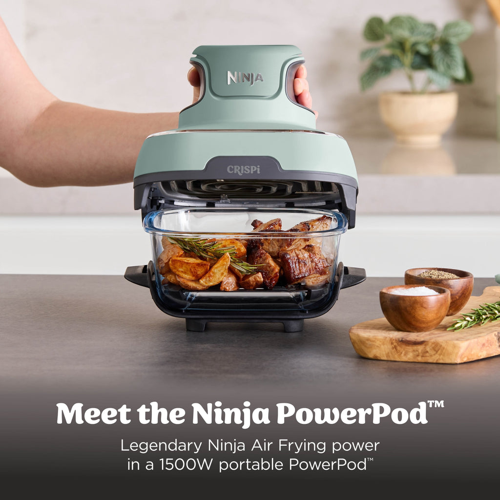 Ninja Crispi Glass Air Fryer 4-Qt, 4-in-1, Air Fry Bake Recrisp, Portable, Dishwasher Safe, FN101ST Stone