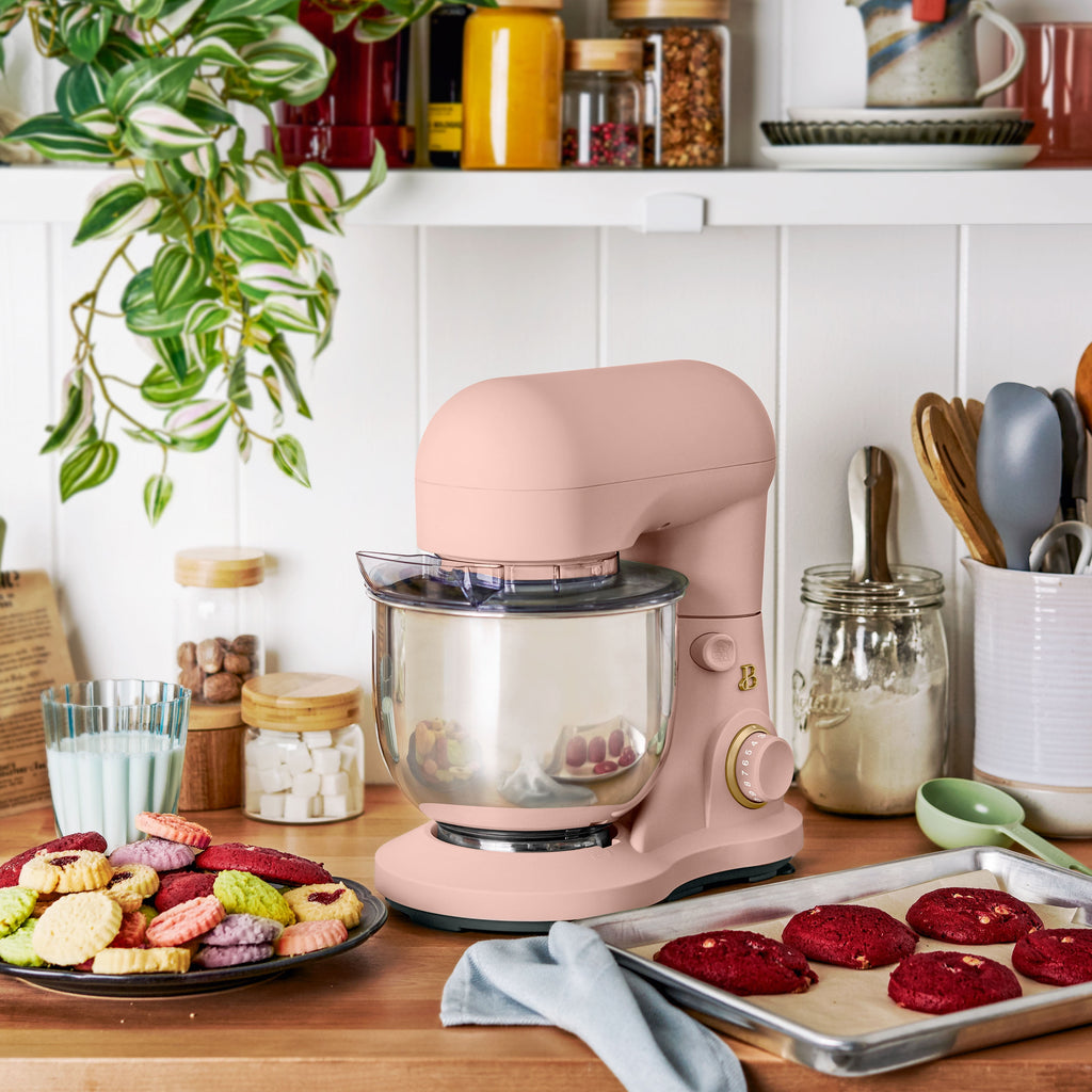 Beautiful 3.5 Qt Stand Mixer with Flat Beater, Dough Hook, Balloon Whisk, Chocolate by Drew Barrymore