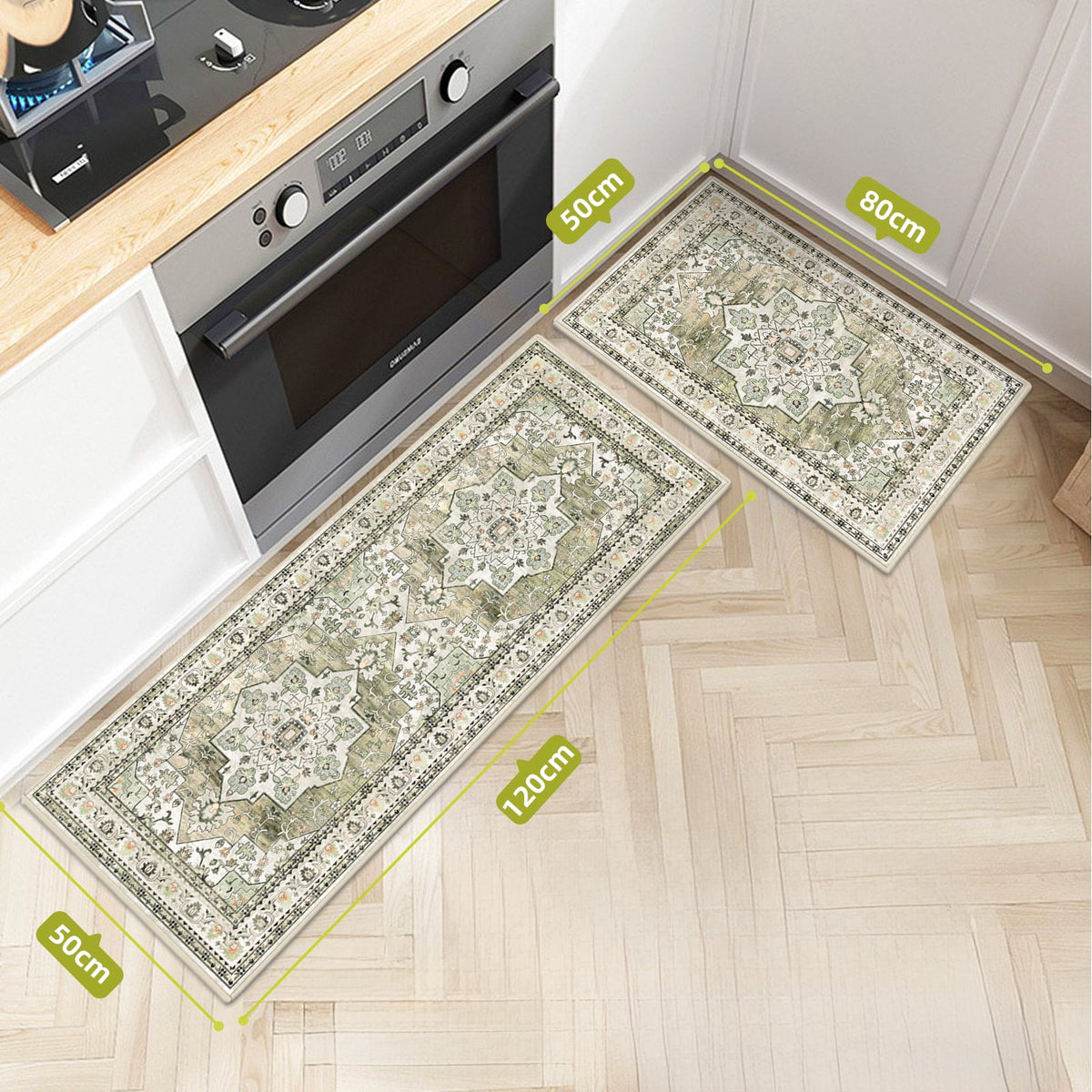 Findosom 3pcs Kitchen Rugs Set,Washable Boho Farmhouse Kitchen Mats for Floor,Non Slip Kitchen Floor Mat Carpet Runner Rugs for Entryway Hallway Laundry Home Decor 20"x32"+20"x32"+20"x47" Gray