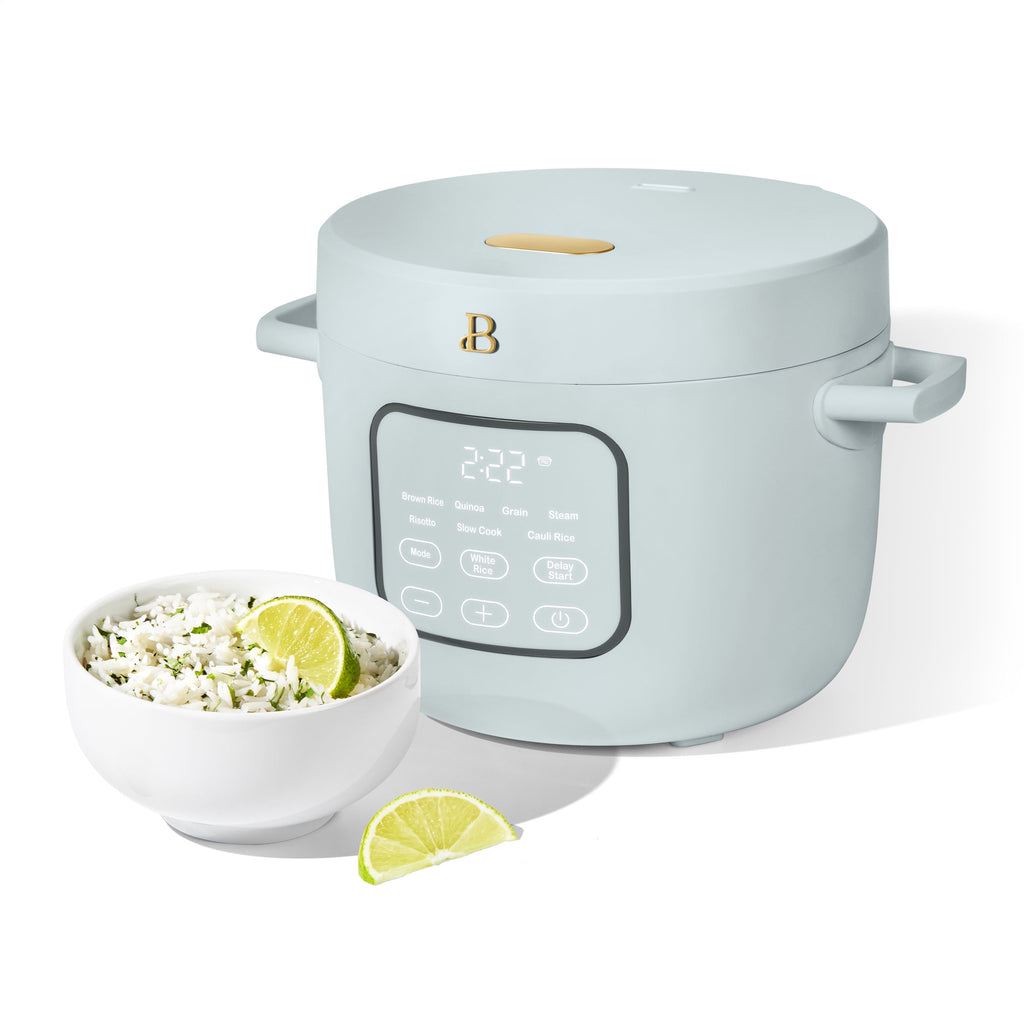 Beautiful 14-Cup Cooked, 6-Cups Uncooked Electric Rice and Grain Cooker, EverGood Ceramic Nonstick Coating, Thyme Green by Drew Barrymore