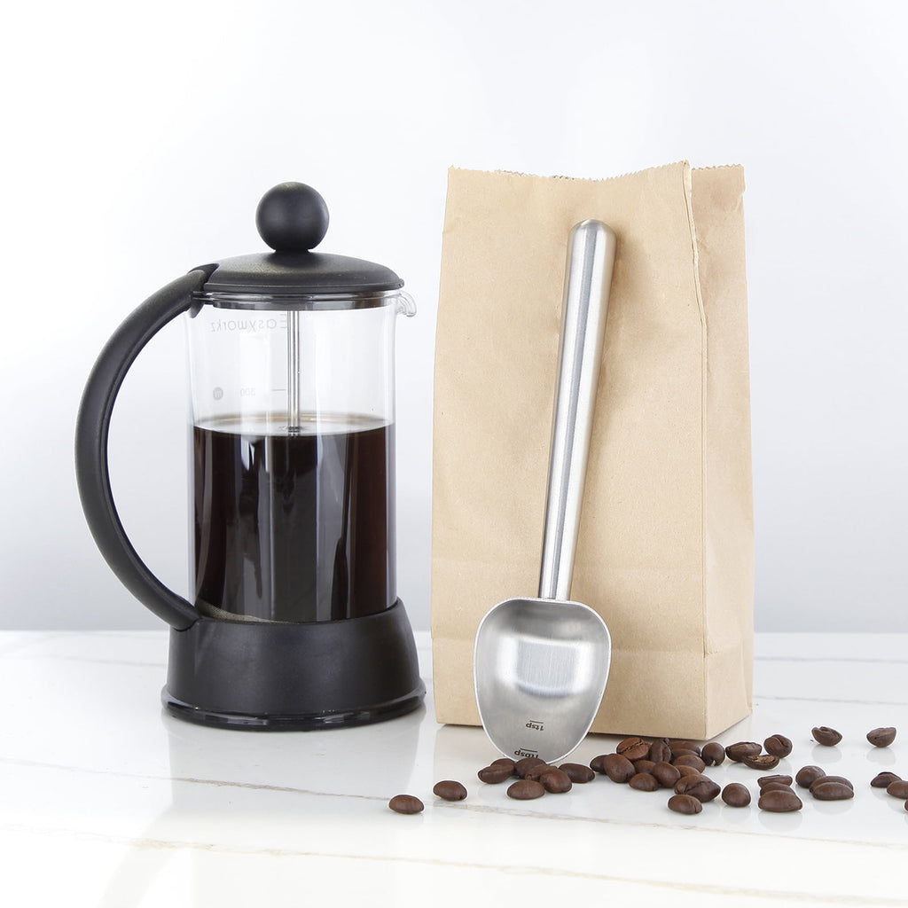 Easyworkz Stainless Steel Long Hollow Handle Coffee Scoop,7g Measuring Spoon for Ground Coffee and Loose Leaf Tea, Brass Gold