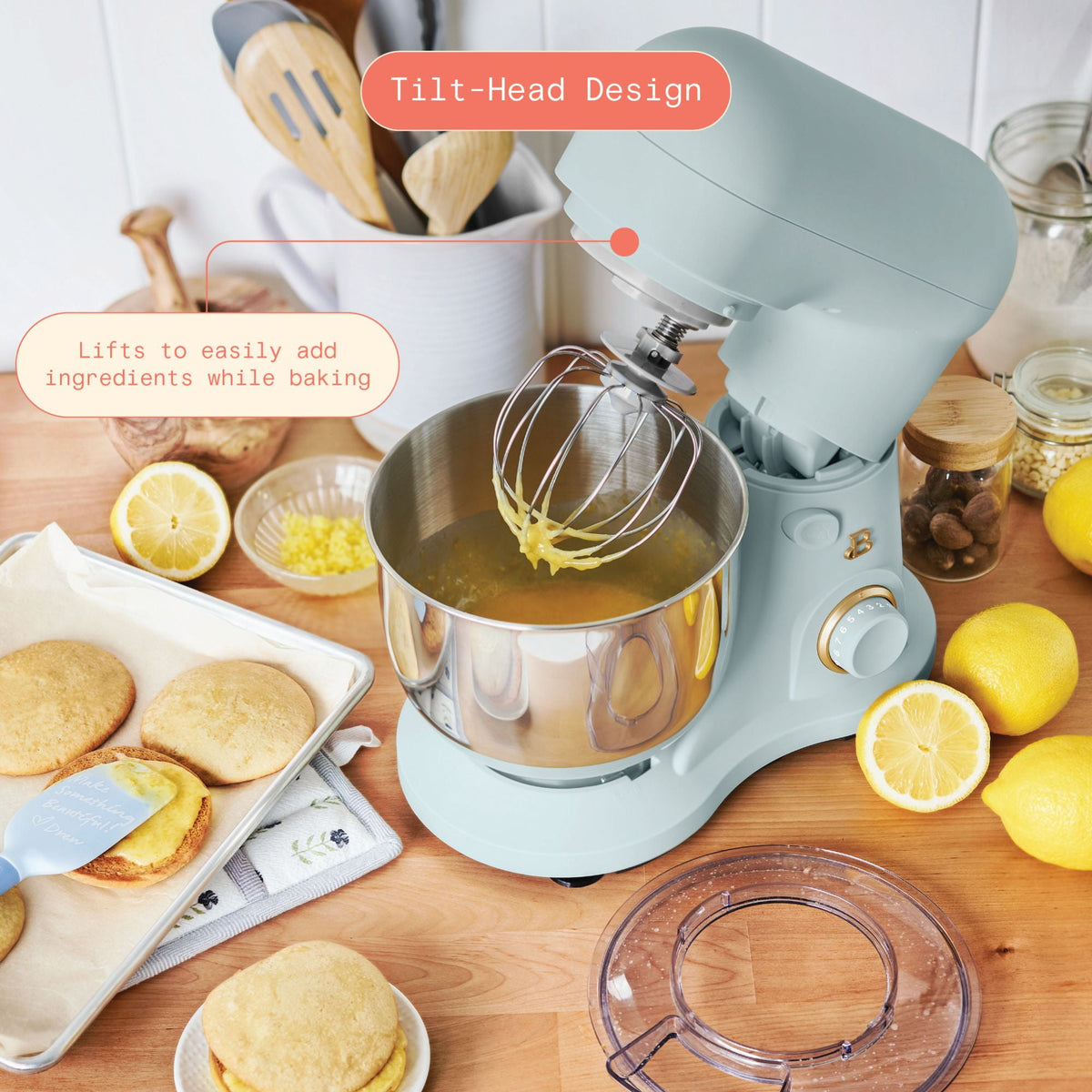 Beautiful 3.5 Qt Stand Mixer with Flat Beater, Dough Hook, Balloon Whisk, Chocolate by Drew Barrymore