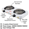 Emerald Electric 5.5” 2-Coil White Countertop Burner