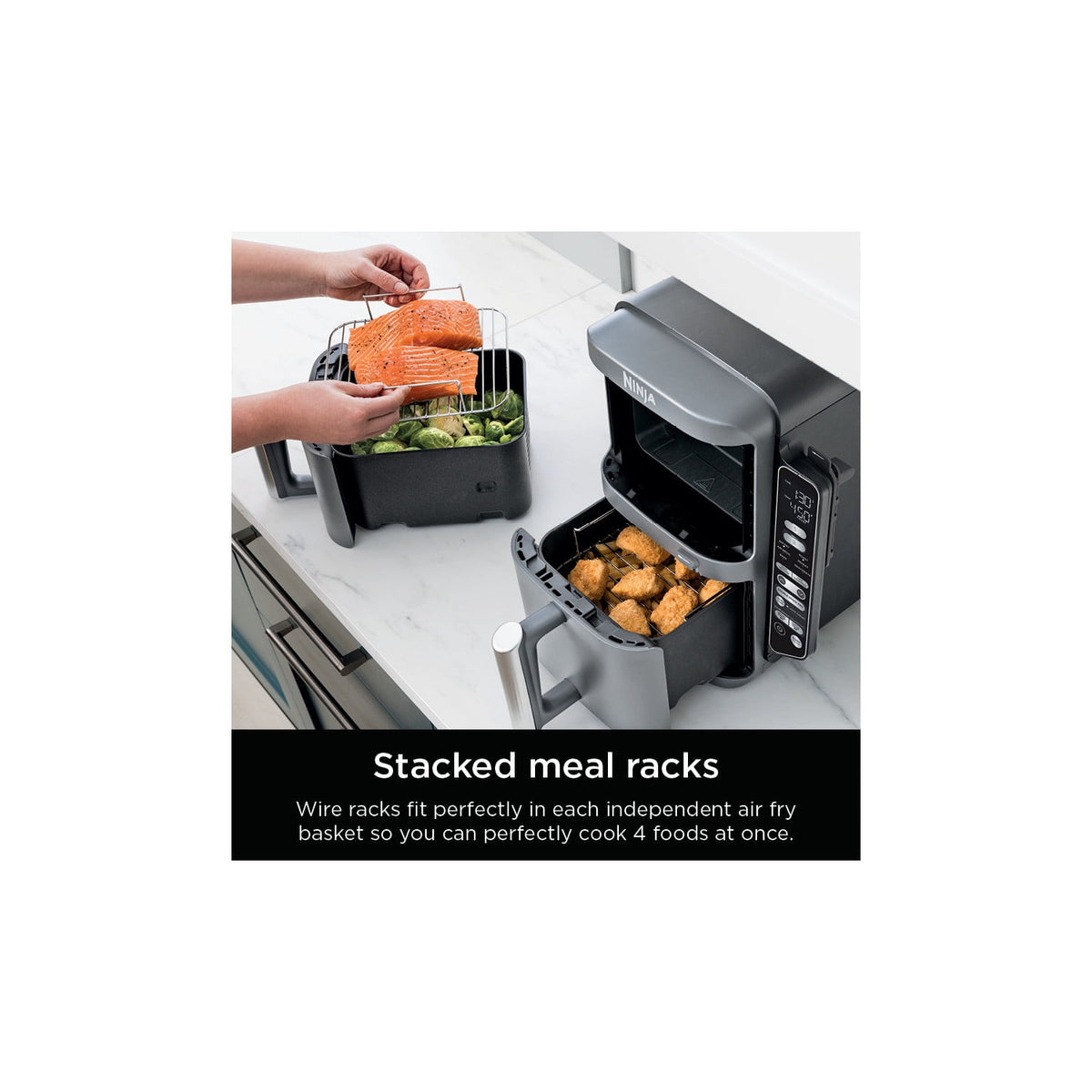 Ninja DoubleStack Smart XL Air Fryer 10-Qt, Smart Cook & Thermometer, 2 Baskets, Space Saving, SL451 Deep Gray