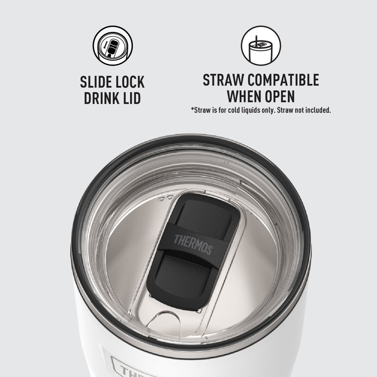 Thermos Stainless Steel Tumbler, w/ Slide Lock Lid, Graphite, 24 oz
