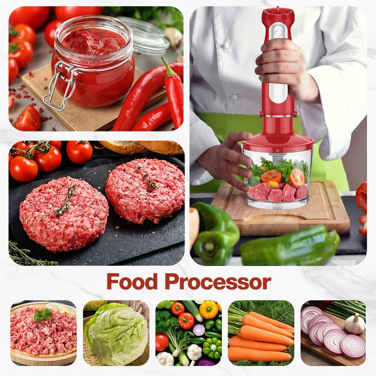 1100W Immersion Blender, 21-Speed Hand Blender with Turbo Mode, 5-in-1 Stick Blender for Smoothies, Baby Food, Soups, Purees, Black