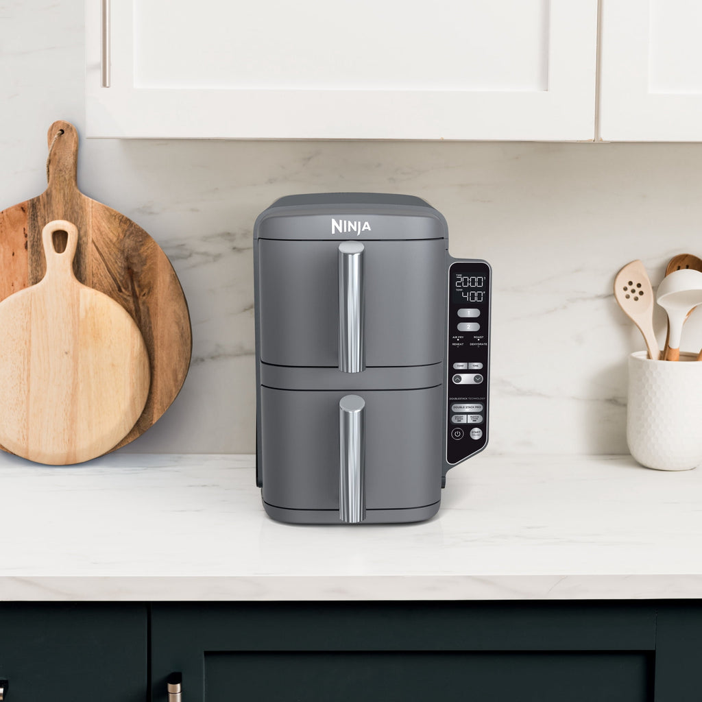 Ninja DoubleStack Air Fryer 8-Qt, 2 Baskets, Cook 4 Foods at Once, Space Saving, 4-in-1, SL200 Black