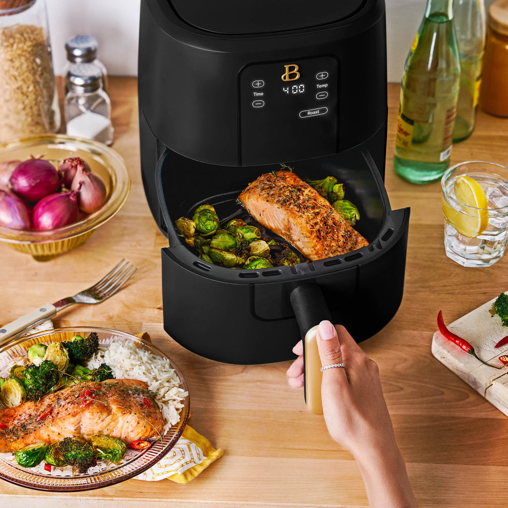 Beautiful 3 Qt Air Fryer with TurboCrisp Technology, EverGood Non-Toxic Ceramic Nonstick Coating, Chocolate by Drew Barrymore