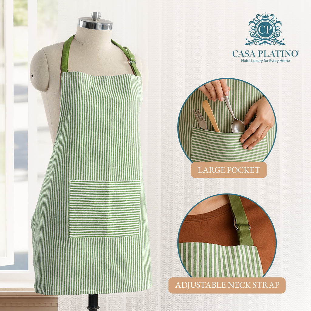 20 Piece Kitchen Towel Set - Cotton Dish Towels, Heat Resistant Kitchen Mittens and Pot Holder Set, Apron for Women with Pockets , Absorbent Dish Towels for Kitchen Drying - Olive