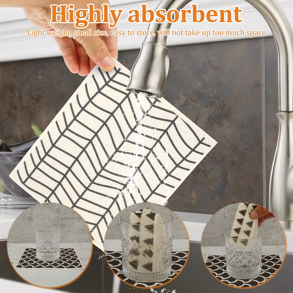 Xiyztok 12Pcs Swedish Dishcloths Highly Absorbent Kitchen Dish Cloths Reusable Dish Towels Non Scratch Dish Rags Soft Cotton Cleaning Cloth for Washing Cleaning Scrubbing Kitchen Dishes Bathroom