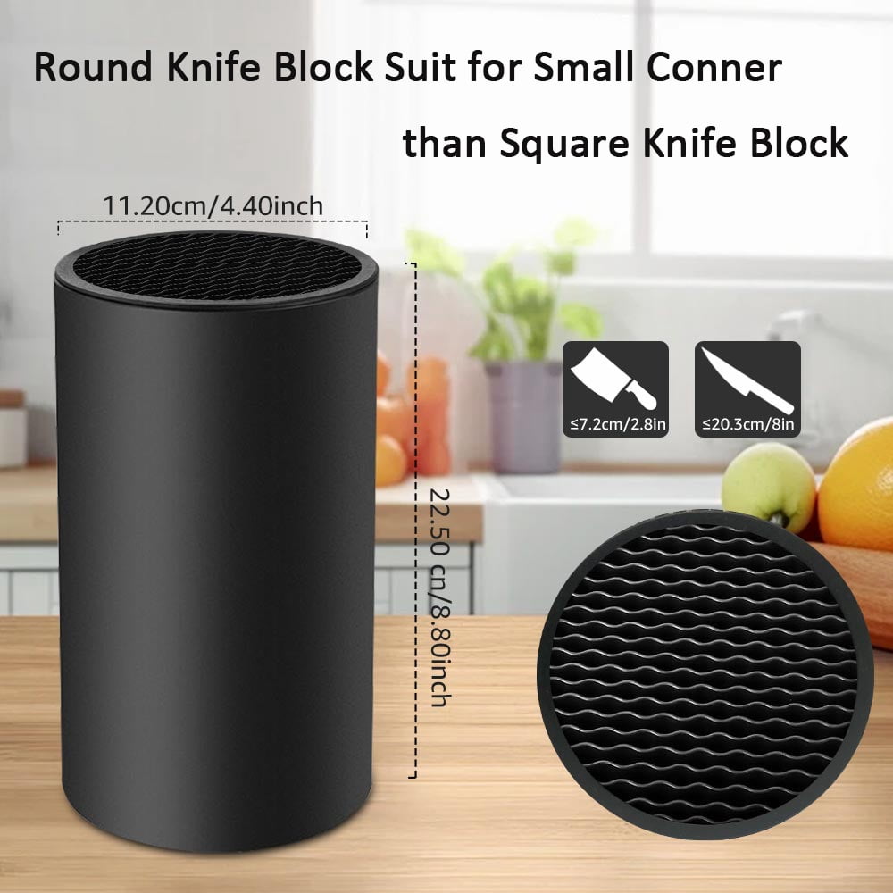MYVIT Kitchen Knife Holder without Knives Round Empty Knife Block Holder for Countertop Storage Organizer,Black