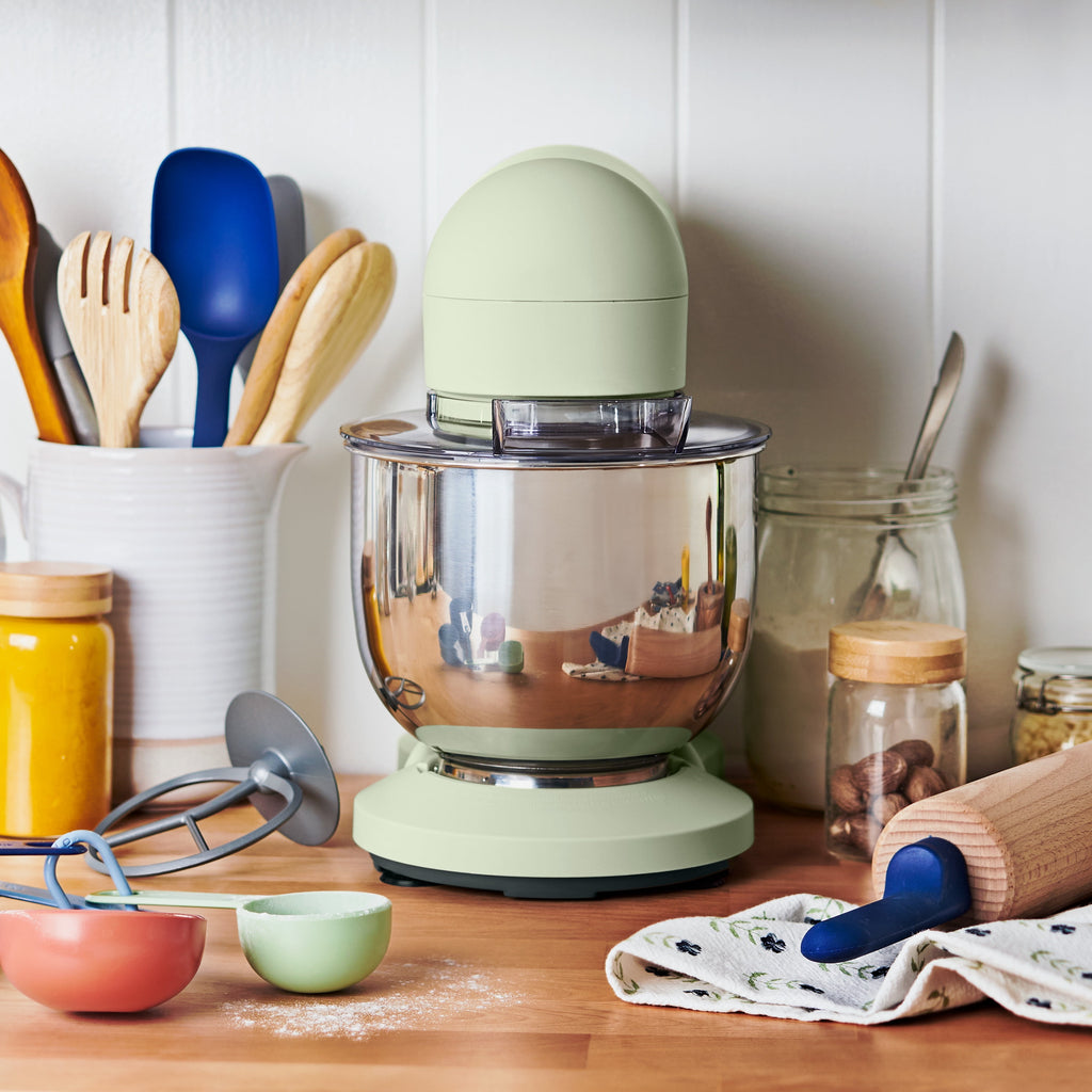 Beautiful 3.5 Qt Stand Mixer with Flat Beater, Dough Hook, Balloon Whisk, Chocolate by Drew Barrymore