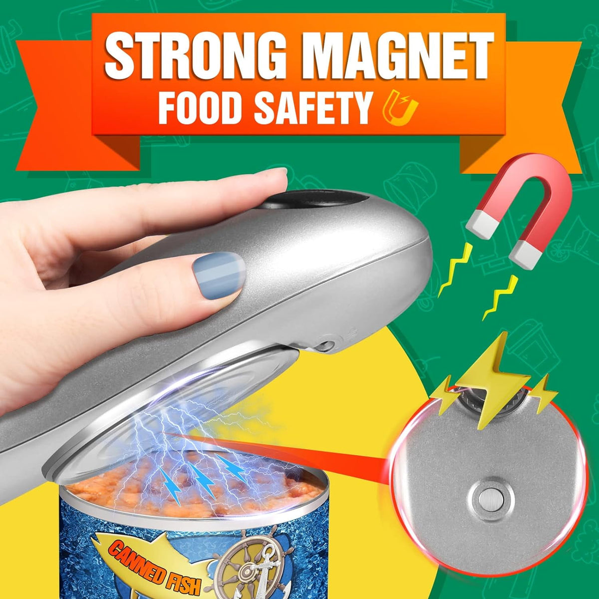 Mixfeer Electric Can Opener, One Touch Automatic Can Openers, Fit Different Can Sizes and Shape with No Sharp Edges, Best Kitchen Gadgets for Seniors, Arthritis, and Chef
