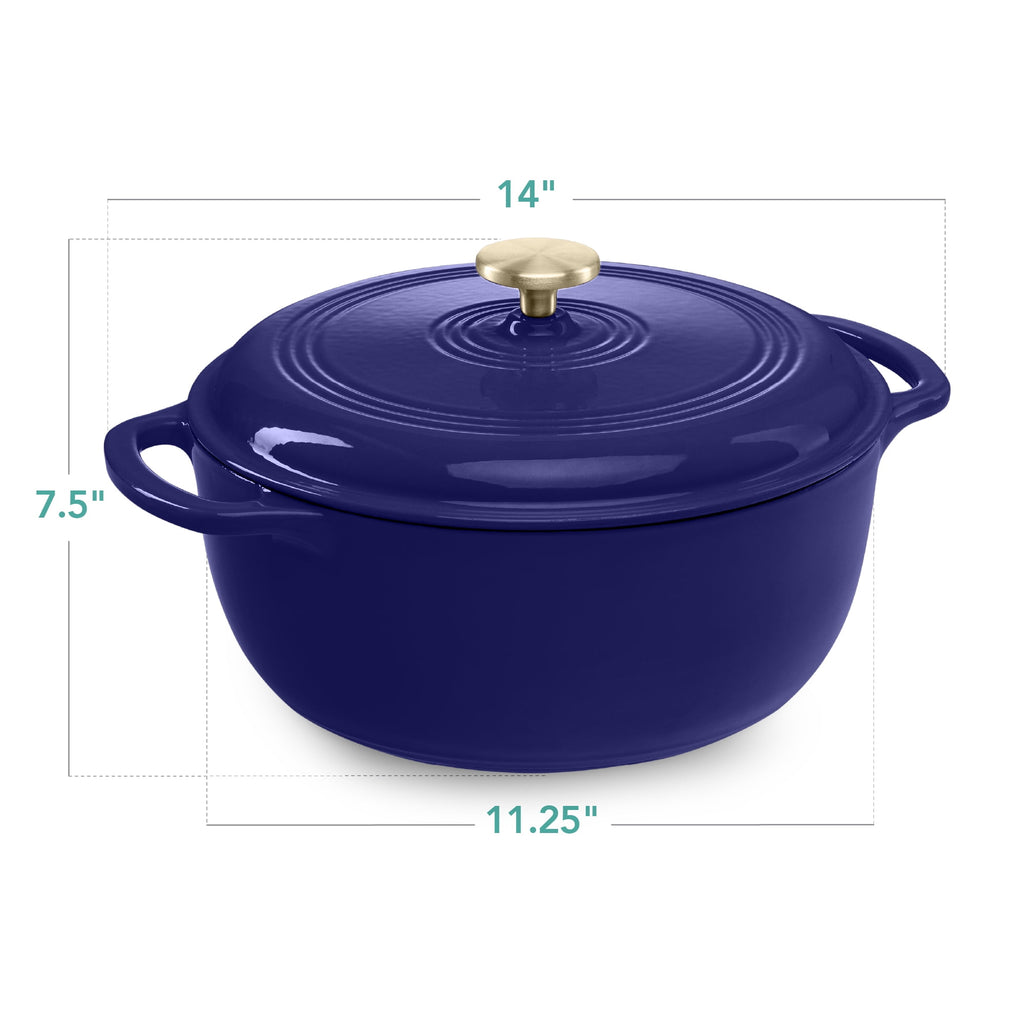 Best Choice Products 6 Quart Enamel Cast-Iron Dutch Oven, Heavy-Duty Cookware w/ Dual Handles, Lid - Cornflower Blue