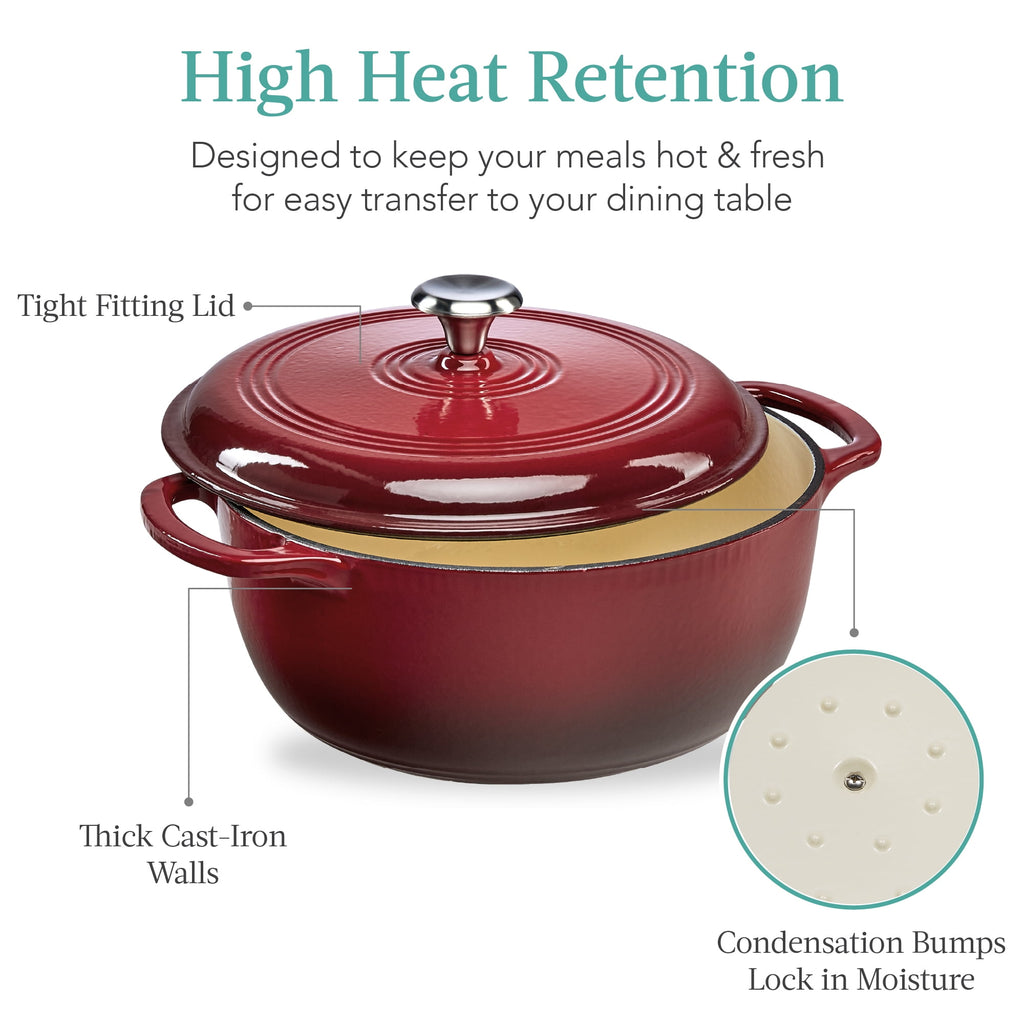 Best Choice Products 6 Quart Enamel Cast-Iron Dutch Oven, Heavy-Duty Cookware w/ Dual Handles, Lid - Cornflower Blue
