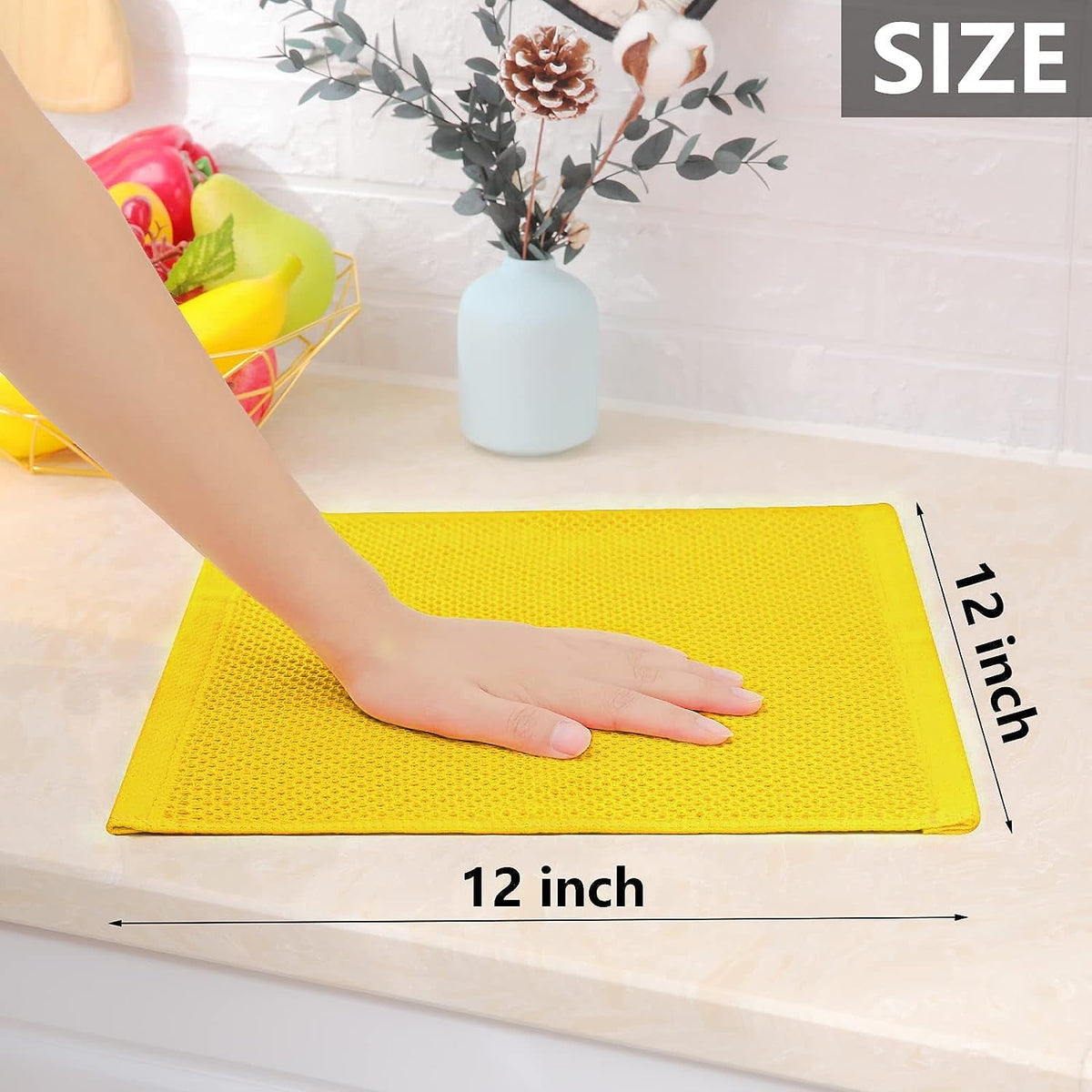 Homieway 6 Pack 100% Cotton Dish Towels, Waffle Weave Dish Cloths for Washing Dishes, Quick Drying Kitchen Dish Towels Rags, 12x12 Inches, Mixed Color