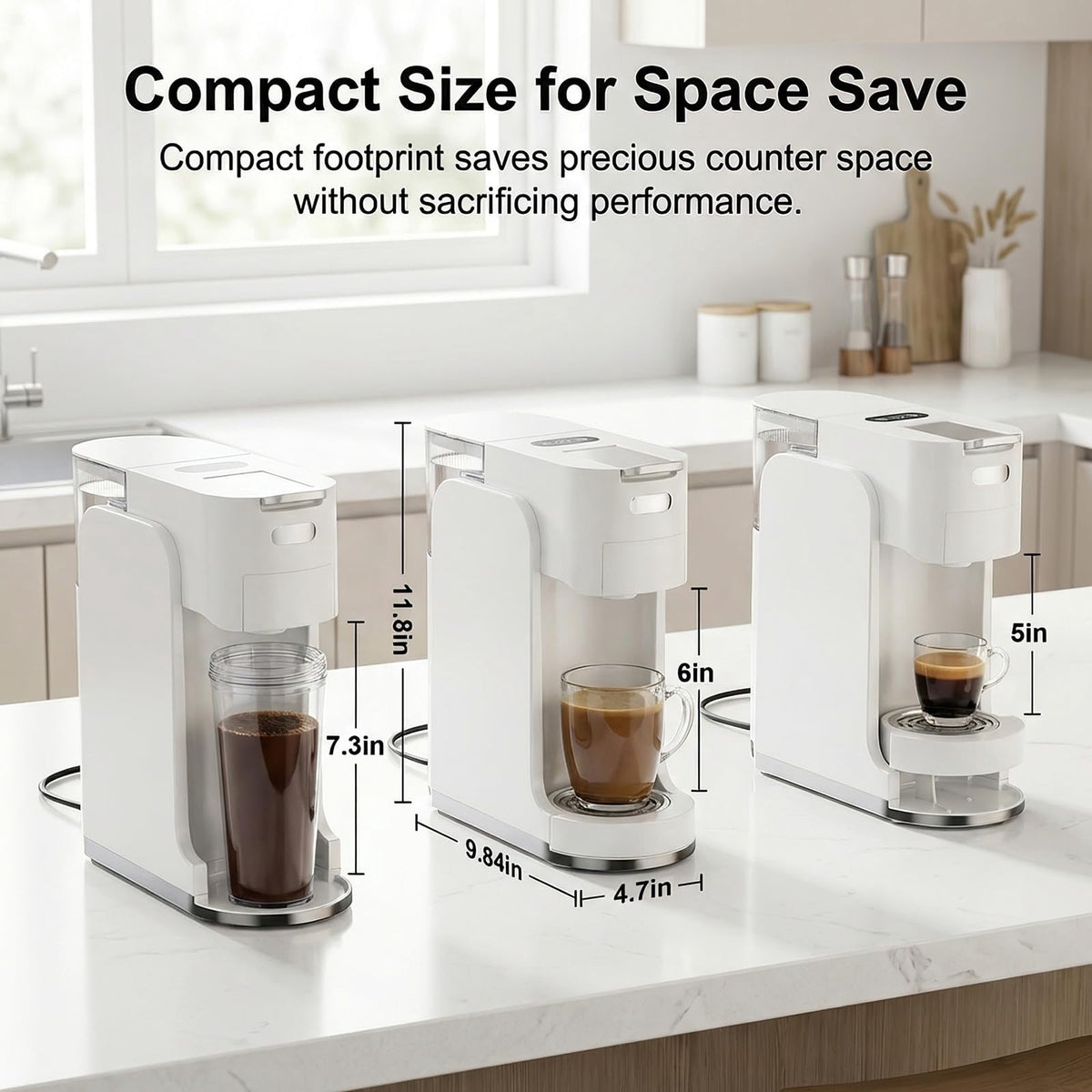 GVODE 4-in-1 Single Serve Coffee Maker, 3-Second Heat-Up, 20 Bar Hot and Iced Espresso Machine, Black