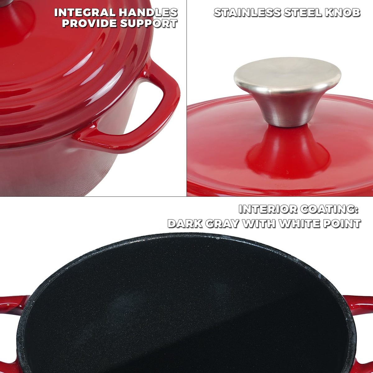 Flavehc Dutch Oven Pot with Lid 2.8 qt Cast Iron Dutch Oven for Bread Baking Slateblue Enameled Cast Iron Rice Pot with Handels