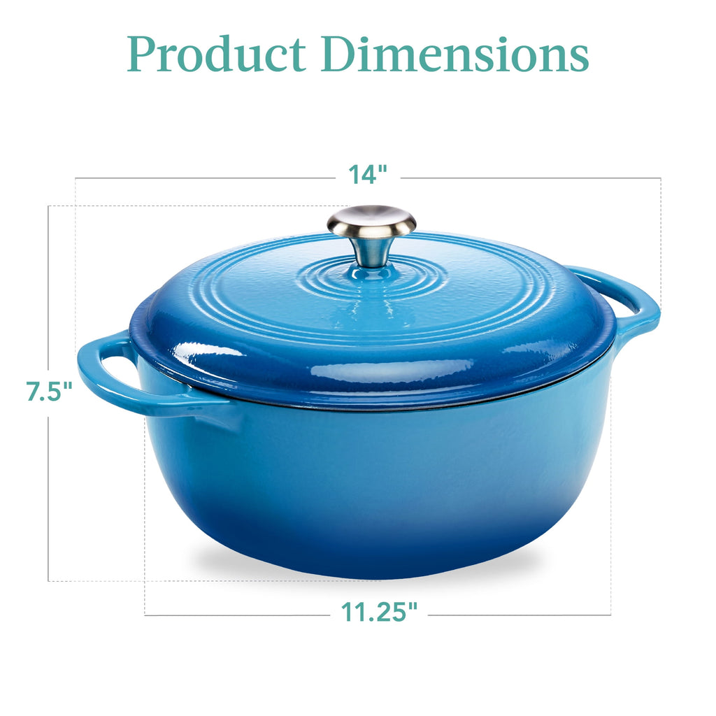 Best Choice Products 6 Quart Enamel Cast-Iron Dutch Oven, Heavy-Duty Cookware w/ Dual Handles, Lid - Cornflower Blue