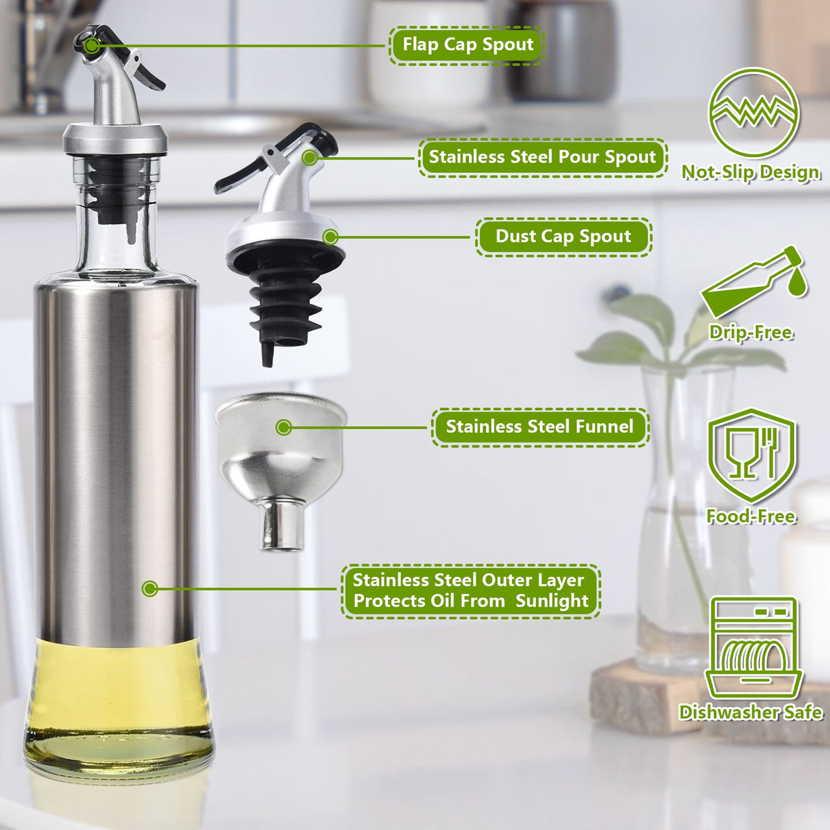 AGCAN Oil Sprayer for Cooking, 2 Pack Glass Olive Oil Sprayer Mister 220ml/7.4oz Glass Oil Dispenser for Air Fryer, BBQ, Baking, Salad