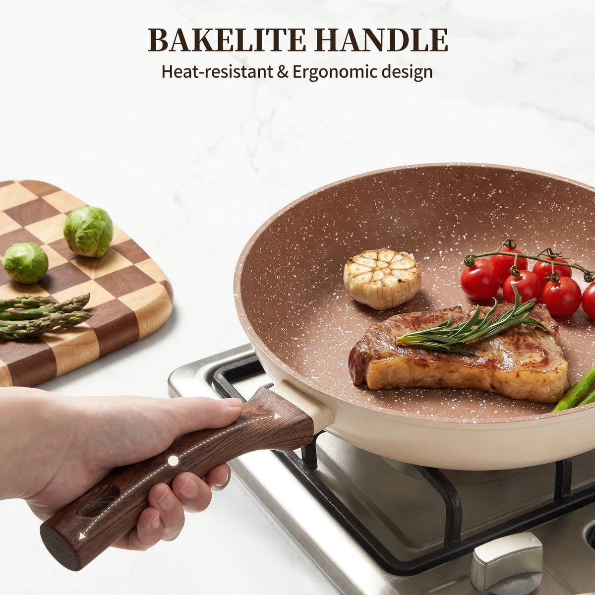 Innerwell 8-Inch Nonstick Granitic Frying Pan with Ergonomic Bakelite Handle