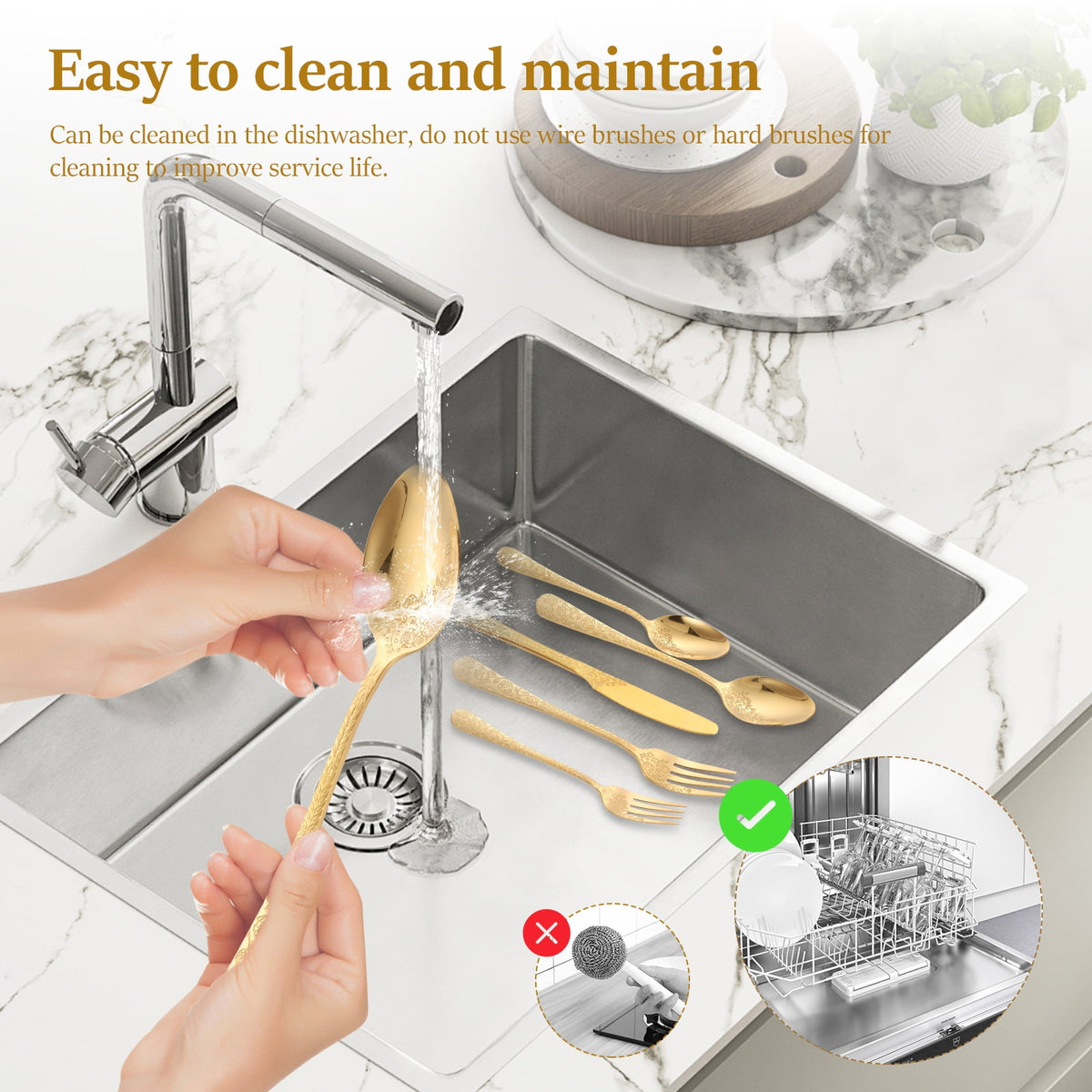 20 Pcs Floral Silverware Set Including Fork Spoon and Knife Stainless Steel Flatware Set Vintage Cutlery Set Mirror Polished Utensil Set for Kitchen Dishwasher Safe Service for 4