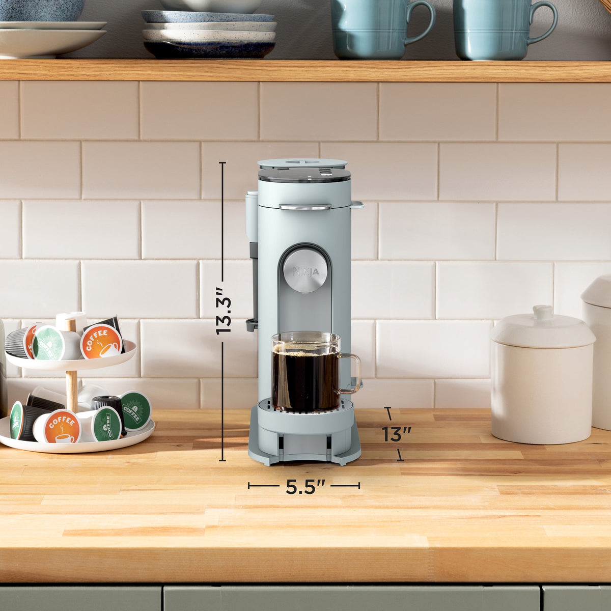 Ninja Pods & Grounds Specialty Single-Serve Coffee Maker, K-Cup Pod Compatible, Built-In Milk Frother, PB051SG, Sage Green